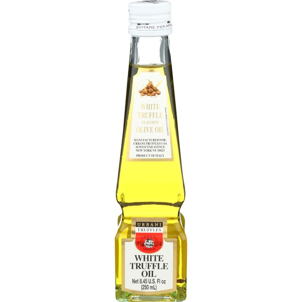 White Truffle Oil by Urbani Truffles | Olive Oil Infused with Real White Truffles | 100% Natural, with Strong Truffle Aroma in a Glass Bottle | Ideal for Fish, Salad, Pasta, Meat | 8 oz