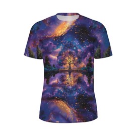 3D Pattern Print T-Shirt Artistic Tree Design Breathable Lightweight Flexible Easy to Match Stylish Daily Wear Comfortable Cool Easy to Clean and Maintain Fashionable for Men and Women Size L
