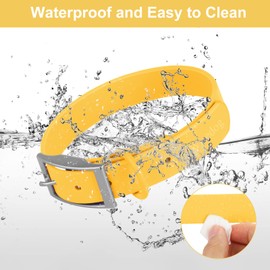 Wisedog Waterproof Dog Collar, Adjustable Soft Rubber Coated Webbing, Odor-Proof and Easy to Clean for Small Medium Large Dogs, with Airtags Case(M|12"-16" × 4/5 in, Butter Yellow)