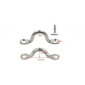 UPEYXDQR M5 Stainless Steel Bimini Top Hardware, 15Pcs Pad Eye Straps for Boat with 30Pcs Screws, Kayak Deck Boat Cleats Eye Loops Tie Down
