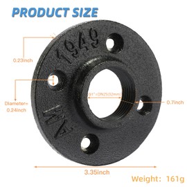 Heavy Duty 1" Black Floor Flange, Home TZH 30 Pack Malleable iron Pipe Flange for Industrial vintage style, Flanges with Threaded Hole for DIY Project/Furniture/Shelving Decoration (30, 1")