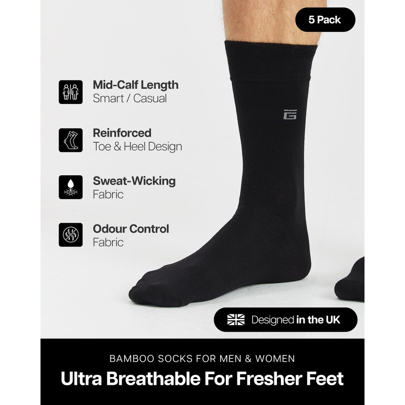 Giovici Bamboo Socks 5 Pack For Men & Women, Super