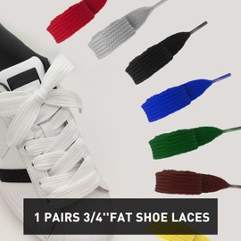 UamGlsob 3/4''(2cm) Fat Flat Shoe Laces, 36''-63'' Length Flat Thick Wide Shoelaces, Replacement Laces for Campus Skate Shoes Sneakers (Yellow, 45"/115cm)