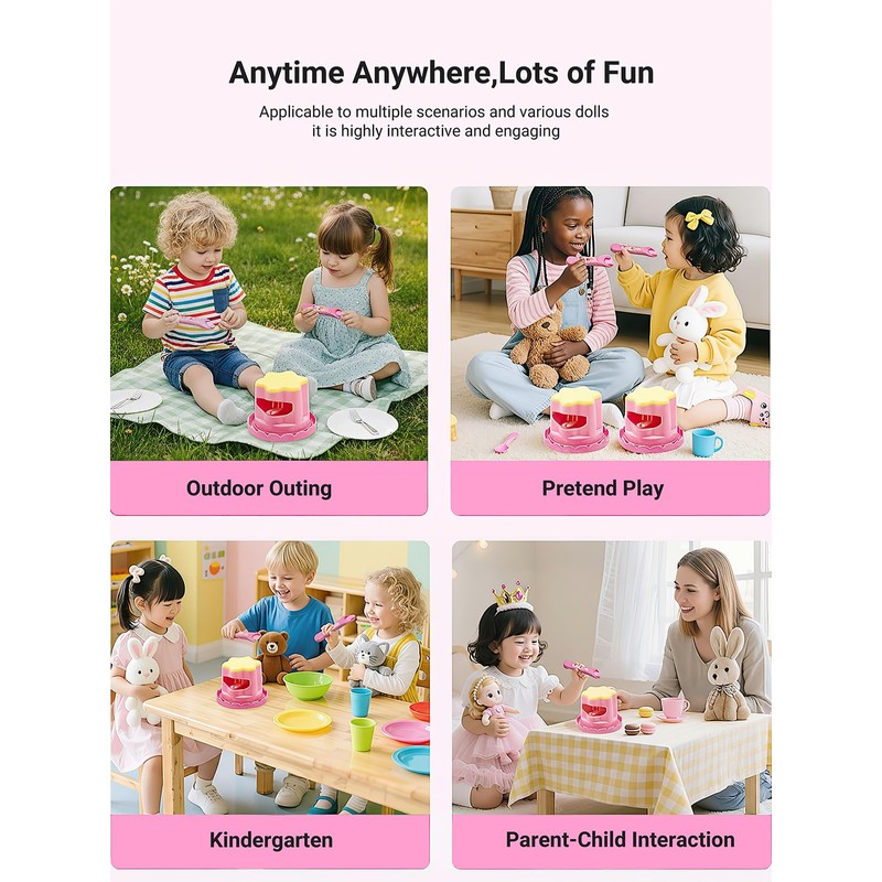Pretend Play Pudding Feeding Toy for Dolls,Stuffed Animals Figurines,Automatic Feeding
