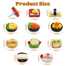 WINFA Fun Push Pins Cute Thumb Tacks Lovely Decorative Pushpin for Display Board Imitation Food Sushi Funny Thumbtacks for Wall Cork Board Kitchen Bar Cafe Decor (30 Pcs)