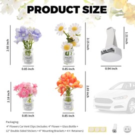 4 Pack Cute Flowers Car Vent Clips,Daisies & Trumpet Flowers Air Vent Clips Car Accessories for Cars Decorations,Universal Cars Clip for Vents Interior Accessories as Gifts for Women