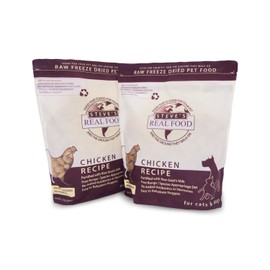 Steve's Real Food Freeze-Dried Raw Food Diet for Dogs and Cats, 2-Pack, Chicken Recipe, 1.25 lbs in Each Bag, Made in The USA, Pour and Serve Nuggets, Vegetarian Fed & Free Range