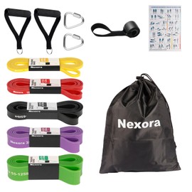 Nexora Resistance Bands Set, 5 Pack 8-125 lbs Natural Rubber Exercise Bands with Door Anchor Soft Handles Storage Bag, Heavy Duty Workout Bands for Men Women Home Gym Yoga Pilates Physical Therapy
