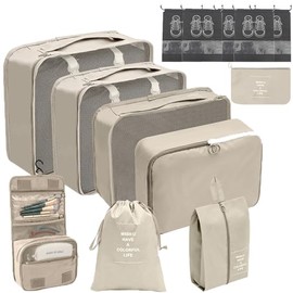 Organizadores de Viaje para Maletas 13PCS, Bolsas Equipaje Impermeable Cubo Embalaje Viaje Bolso Almacenamiento a Ropa, Zapato, Cosmético y Accesorio,