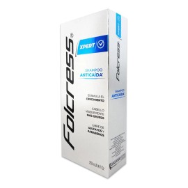 Folcress Xpert Shampoo anticaída hombre - Sin sulfatos ni parabenos, shampoo folcress para caída de cabello, uso diario, cabello visiblemente grueso - 250 ml