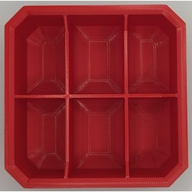 Fitter Critter Square Slim Low Profile Bins / Organizers / Dividers / Small Parts Tray for Milwaukee Packout (RED, 6 COMPARTMENT SQUARE)
