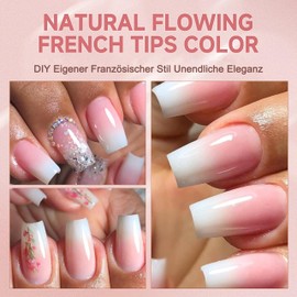 False Nails Tips Set - 120 Pieces French False Nails for Sticking - White Pink Gradient Design Artificial Nails Nail Art Manicure Fake Nails for Women and DIY (Baby Pink Short Almond)