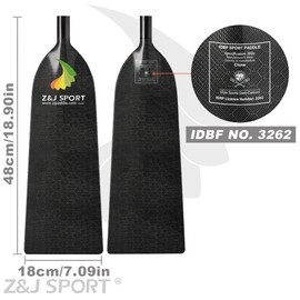 Z&J SPORT Adjustable Dragon Boat Paddle, IDBF Approved Boat Oars, Carbon Fiber Paddle Adjustable T Handle with Adjuster for Dragon Boat Paddler (Range: 43”-52” /110cm-132cm) (Football Pattern)