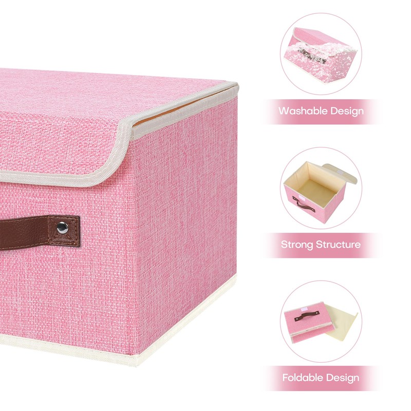 ANMINY Storage Bin with Lid Storage Boxes with PU Leather