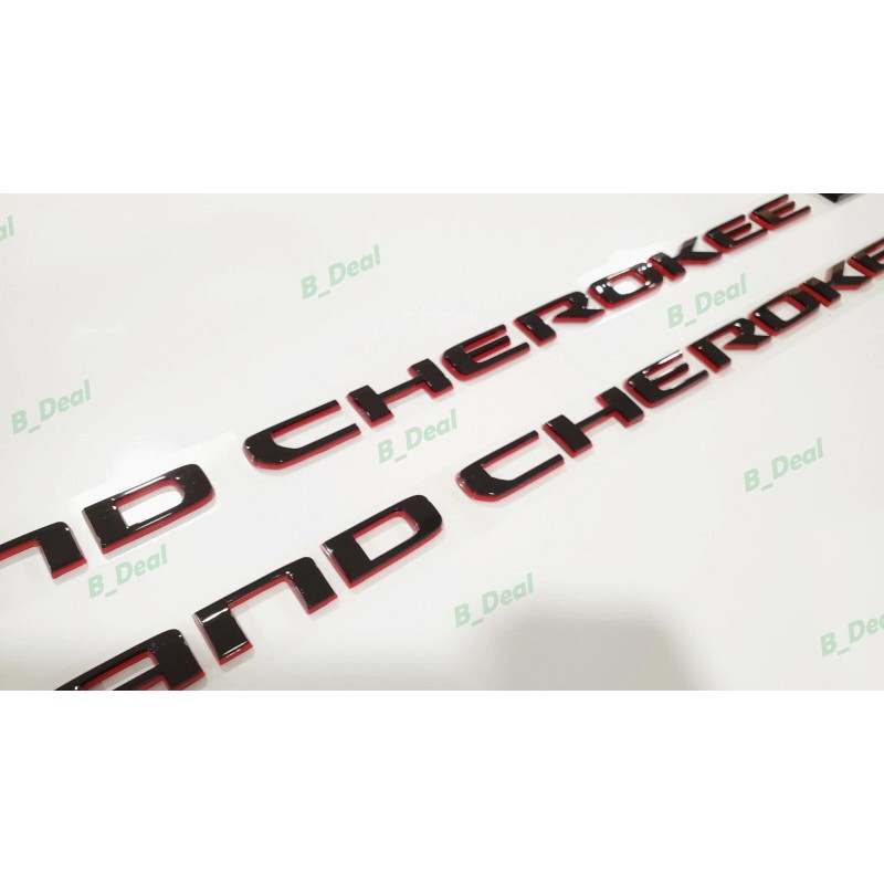 Grand Cherokee 2PCS Door Gloss Black Red Emblems Fit For