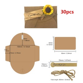 CZAKOMIX Z 30pcs Vintage Kraft Paper Gift Cards Sunflower Wedding Envelopes Twine Christmas Birthday Thank You Cards Wedding Friends Family - Unisex Lucky Gifts