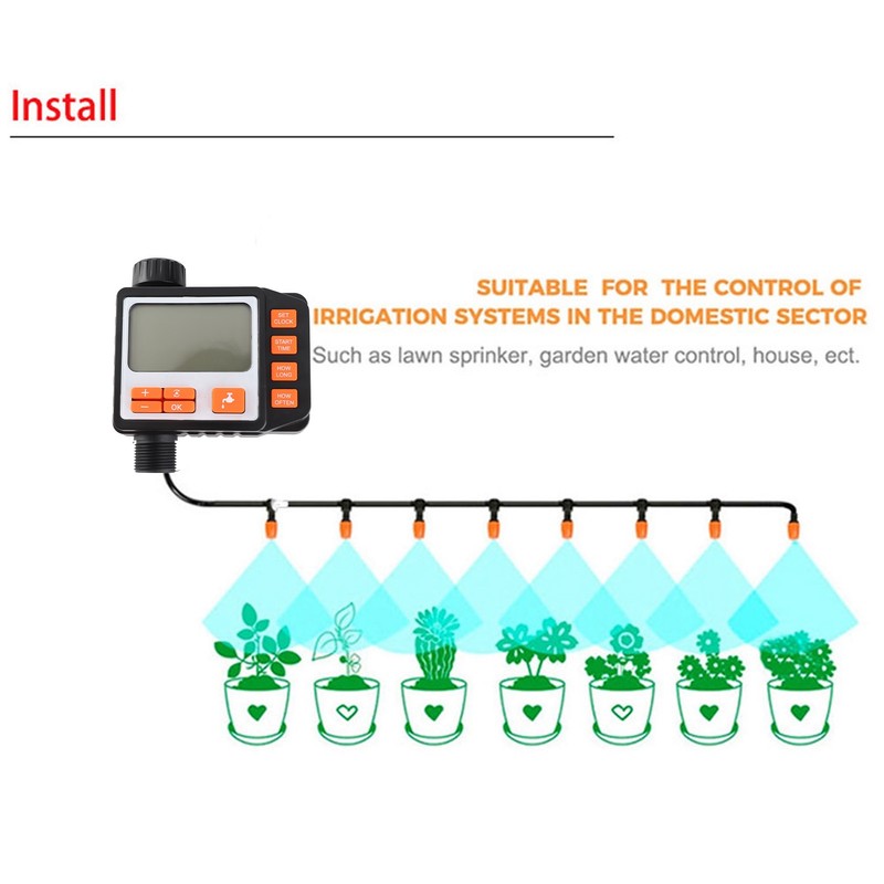 Electronic Garden Watering Timer Automatic Watering Irrigation Controller LCD Display