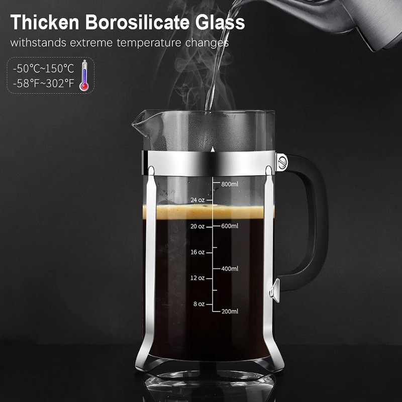 QUQIYSO French Press Coffee Maker 34oz 304 Stainless Steel French
