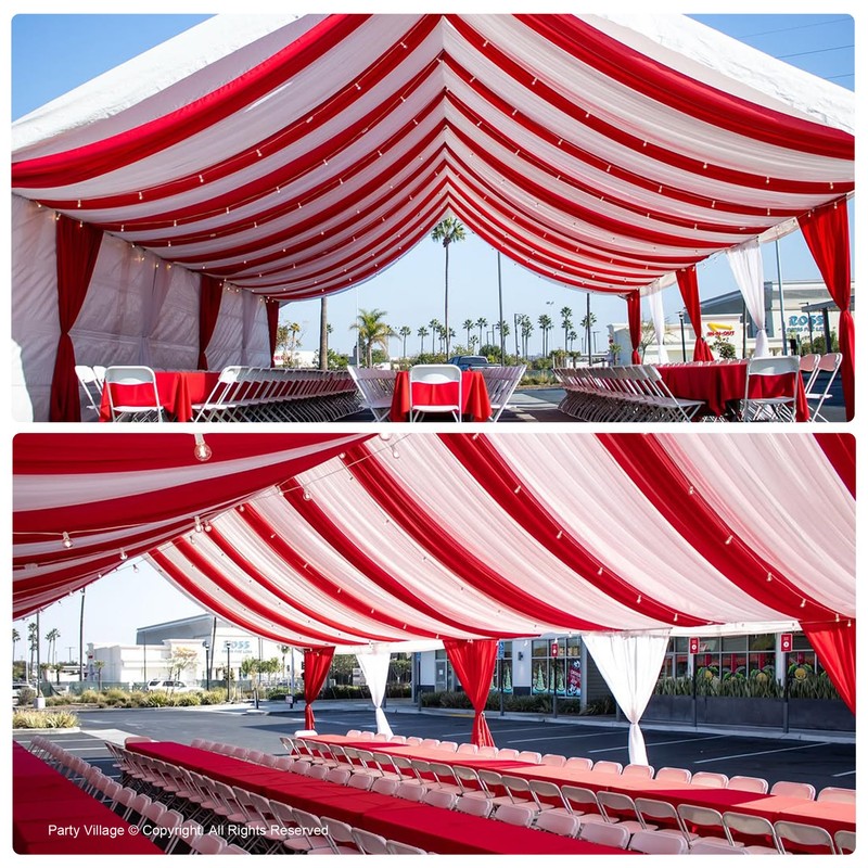 10ftx40ft Red Ceiling Curtain for Wedding Parties – 2 Panels