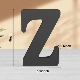 Zaruatu 8 Inch Black Wood Letters Unfinished Wood Letters for Wall Decorative Black Retro Standing Letters Sign Board Decoration for Craft Home Party Projects (Z)