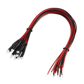 sourcing map 20Pcs 1.8mm Pre Wired LED, White DC6-12V Clear Lens, Light Emitting Diodes