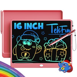 TEKFUN LCD Writing Tablet for Adults, Large Doodle Board, 16 Inch Colorful Drawing Tablet Writing Pad, Toddler Toys for 3 4 5 6 7 8 9 Year Old Girls Boys Teen, Birthday Gifts for Kids (Pink)
