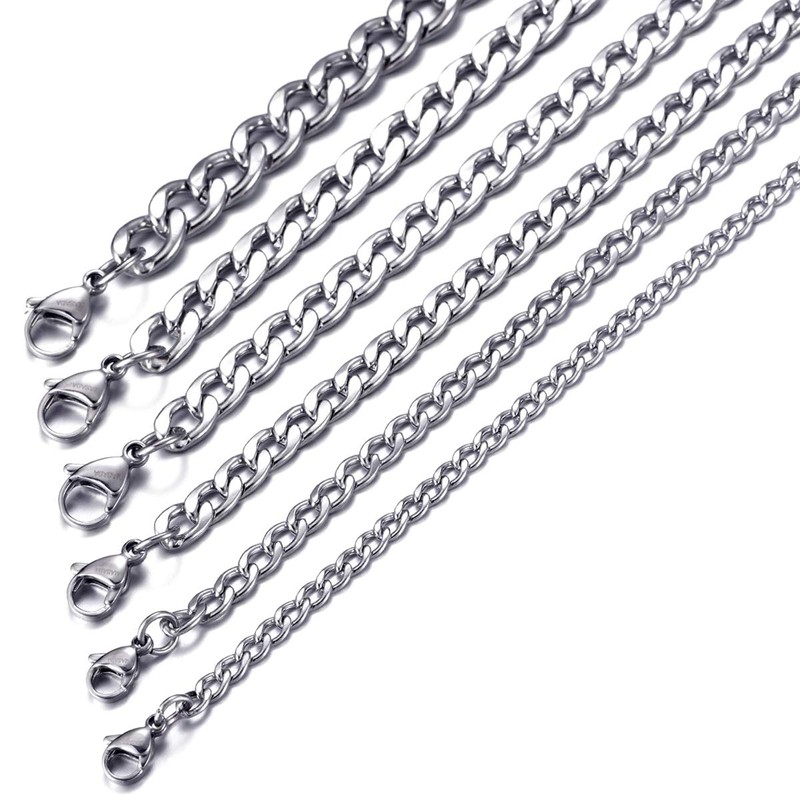 Masada Men's stainless steel necklace from fine to solid wide