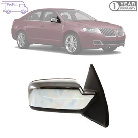 New Front Right Passenger Side Power Mirror Non-Folding Heated with Memory and Puddle Light Chrome For 2007-2010 Lincoln MKZ / 2006 Zephyr Direct Replacement 6H6Z17682B