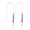 InfinitygemsArt Amethyst Beaded Gemstone Threader Dainty Earring Pair - Natural