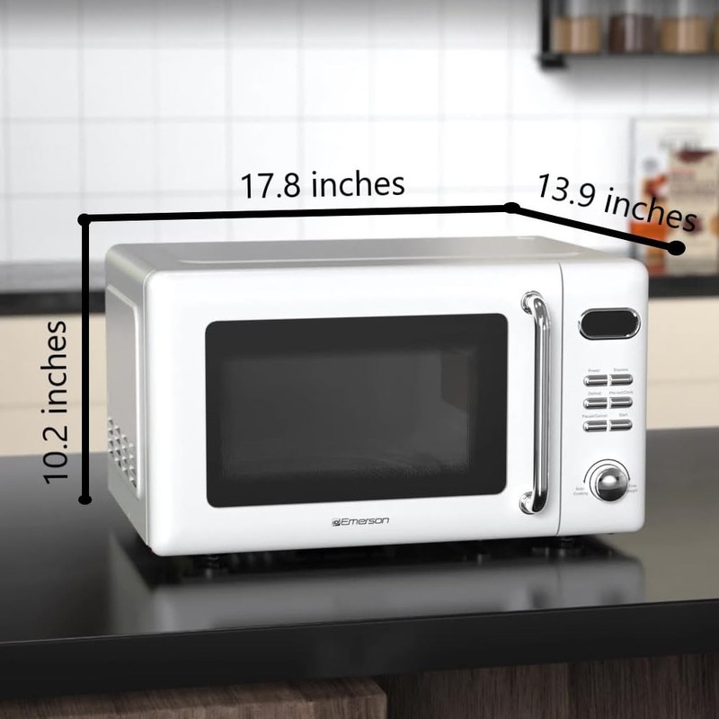Emerson MWR7020W Compact Countertop Microwave Oven with Button Control, LED