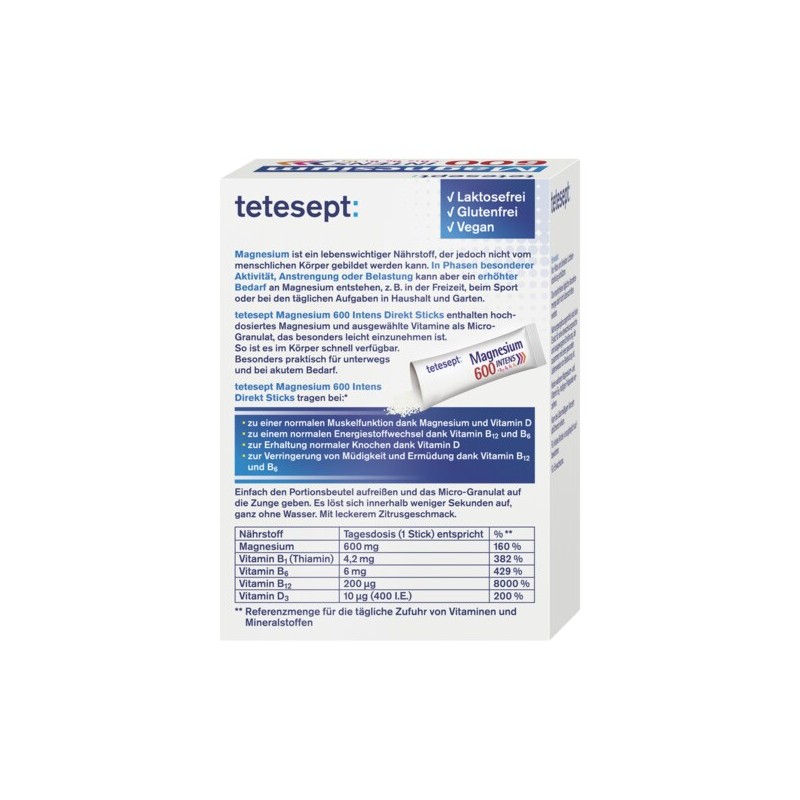 테테셉트 tetesept 마그네슘 600 인텐스 스틱 20개 36g tetesept Magnesium
