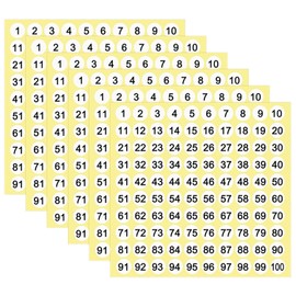MOLILON 25 Sheets Consecutive Number Stickers - 1 to 100, 0.39inch, Self Adhesive Round Label Stickers Black on White Stickers Decals for Organizing Nail Polish Bottle, Press on Nails, Lipstick