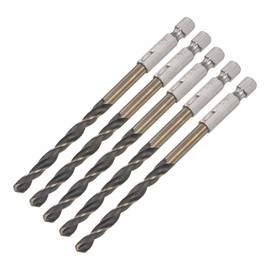 sourcing map 5 Pcs High Speed Steel Hex Shank Twist Drill Bit, 5.5mm Drilling Dia with 1/4 Inch Hex Shank 113mm Length