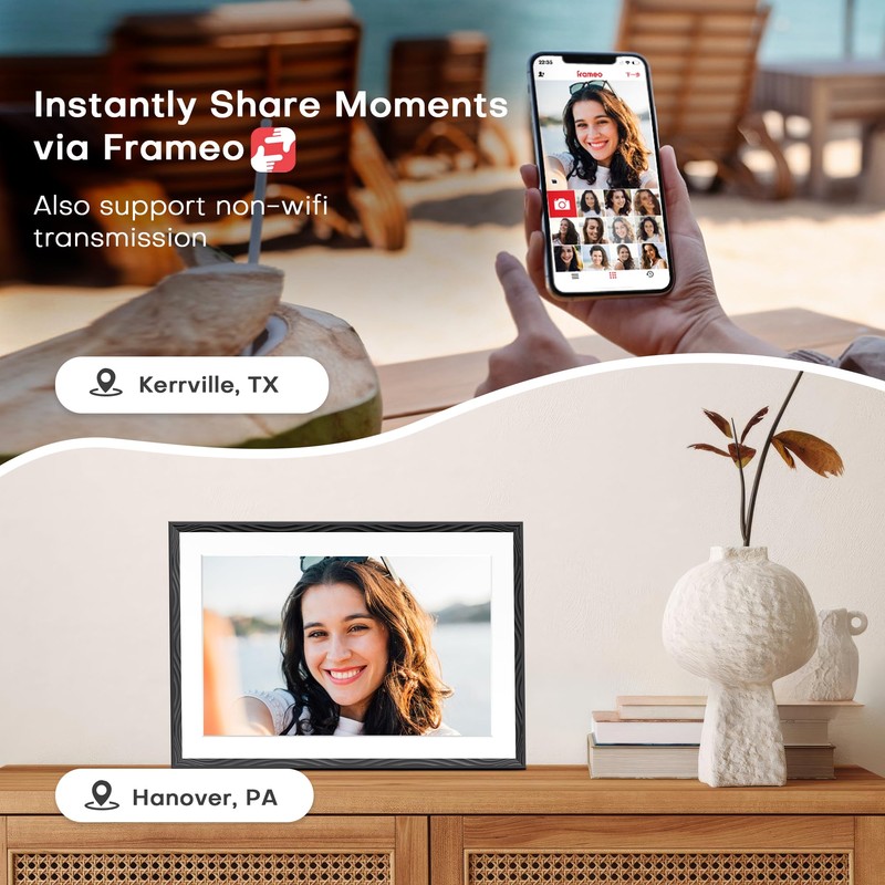 Digital Picture Frame, 10.1'' Frameo Digital Frame Wifi, 1280*800 HD