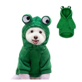 Pet Clothes, Dogs Hooded Sweatshirt Fruit Warm Coat Sweater Cold Weather Costume for Puppy Small Medium Large Dog (XL, Green Frog)