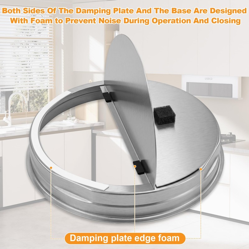 CG BP87Q Vertical Discharge Damper 7-Inch with Foam Round Backdraft