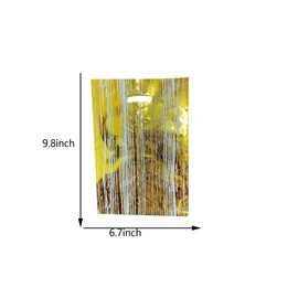 LLK 30PCS Gold Goodie Candy Bags Stripe Goodie Favor Bags with Handles Party Treat Bags for Kids Baby Girls Boys Plastic Gift Bag Bulk for New Years, Baby Showers, Party Decoration