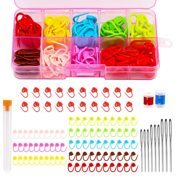 Mnuizu 112pcs Knitting Markers Locking Clips Set with Crochet Pins