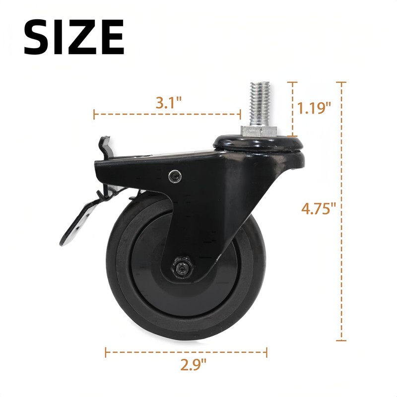 74064 Wheels for Pit Boss Replacement Wheels,3" Diameter Locking Caster