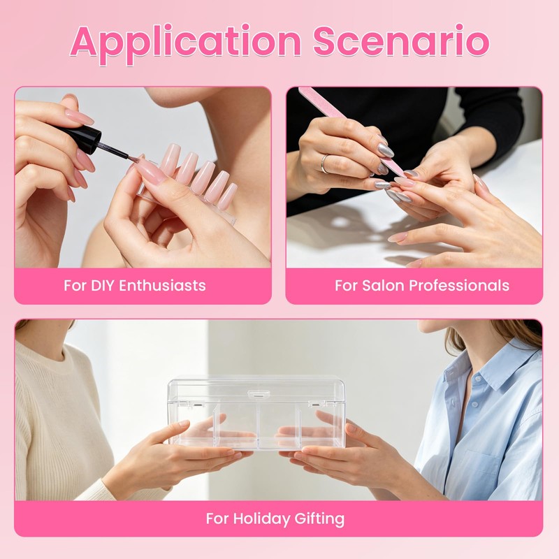 BQAN Clear Acrylic Nail Tool Box 4 Compartment Desktop Nail