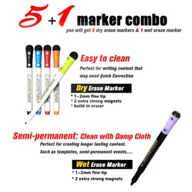 Mag-Fancy Magnetic Dry Erase Calendar for Refrigerator or for Wall -Versatile- Monthly Whiteboard Calendar with Daily Goals Tracker - Included Adhesive Hooks for Wall Hanging, 5 Fine Tip Markers, 1 Eraser