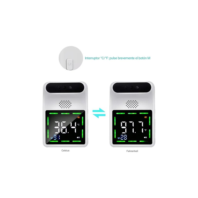 Termómetro Infrarrojo Digital De Pared Bluetooth Con Alarma