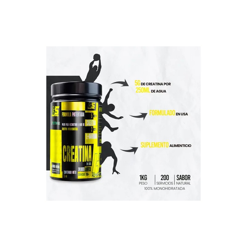 Creatina Monohidratada Hs 1kg 200servicios Hiper Sport Full