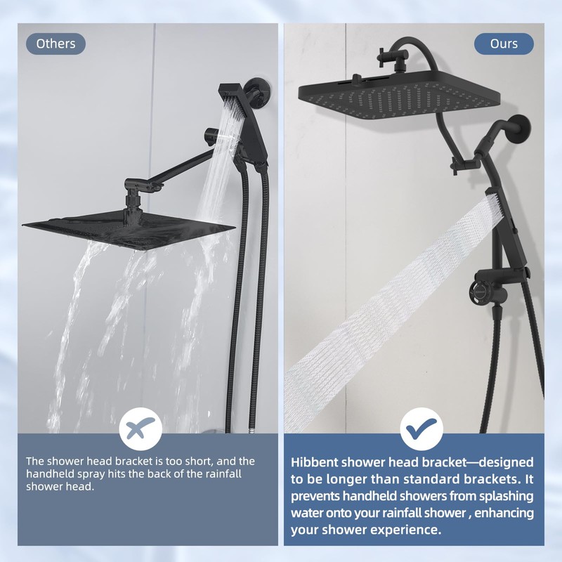 Hibbent Upgraded cUPC Certified 13'' Shower Head Combo, High Pressure
