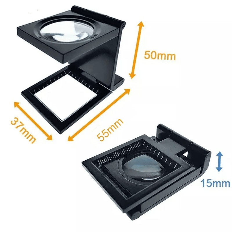 MAGDEPO Folding Stand Striped Magnifier 6x Magnification Linen Tester Magnifier