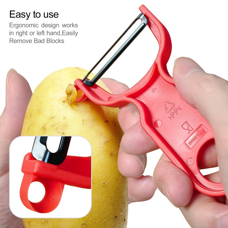 Original Vegetable Fruit Peeler Carbon Steel Blade 3 Pack Red/Green/Yellow…