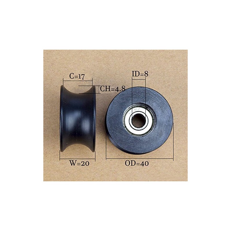 Chiloskit 5pcs 8x40x20mm U Groove Nylon Guide Pulley Wheel Bearing