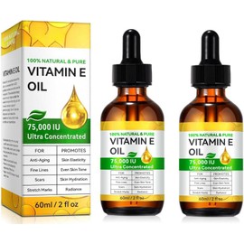 Aceite de Vitamina E para Masaje Corporal, 75000 UI, Orgánico, Hidratante para Piel Seca, Gua Sha (2PCS)
