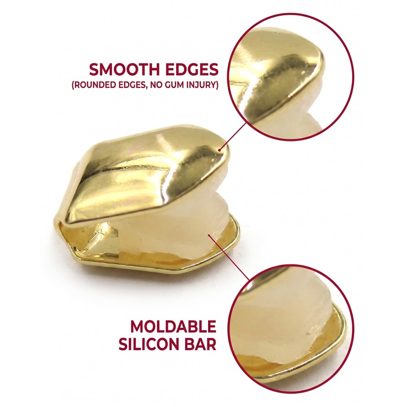 LEPJOS Grillz Teeth 2 Pack - Universal Gold Grillz with