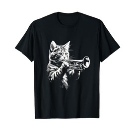 Cat Playing Trumpet Vintage Jazz Musician Trumpeter T-Shirt